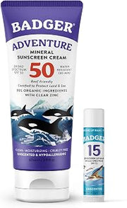 Badger SPF 50 Mineral Sunscreen + 4 x SPF 15 Lip Balm Sunscreen Sticks