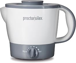 Proctor Silex 32oz Adjustable Temperature Hot Pot, Electric Kettle for Tea, Boiling Water, Cooking Ramen, Noodles and Soup, PFAS-Free Nonstick Coating, White (48507MN) | For Tea, Boiling Water, Cooking Ramen, Noodles and Soup | PFAS-Free Nonstick Coating
