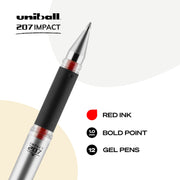 Signo 207 Impact Gel Pen by Uni-Ball – 12 count (Pack of 2), Plastic, Red, Model 65802
