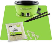 Surebonder Hot Glue Pot Skillet Craft Bundle with a Green Glue Pot Skillet, 1 lb of Hot Glue Pellets, 2 Non-Stick Stir Sticks, and a 19"x19" Non-Stick Silicone Protective Mat