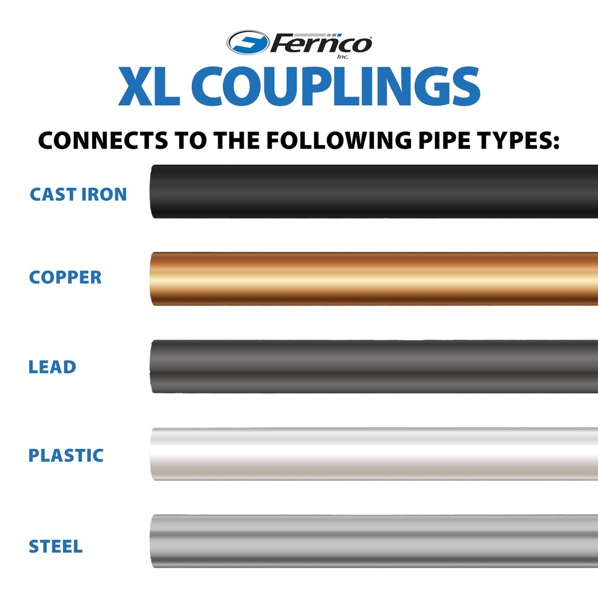 XL Flexible Pipe Coupling 4” CI/Plastic/Steel to 4” CI/Plastic/Steel (Pack of 4) by Fernco – 4" to 4" (Pack of 4), Black, Pack of 4, Model 1056-442