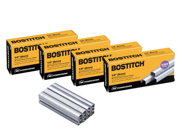Office B8 PowerCrown 0.25 Inch Staples by Bostitch – 20,000 Staples, Stainless Steel, Silver, Pack of 4, Model STCRP21151/4-4