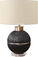 Monarch Specialties I 9926 Lighting, 26" H, Table Lamp, Black/Gold Resin, Beige Shade, Contemporary, Modern