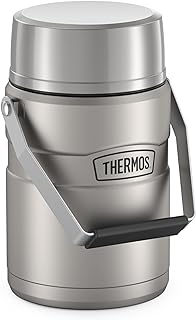THERMOS Stainless King Vacuum-Insulated Food Jar with 2 Storage Container Inserts, 47 Ounce, Matte Stainless Steel