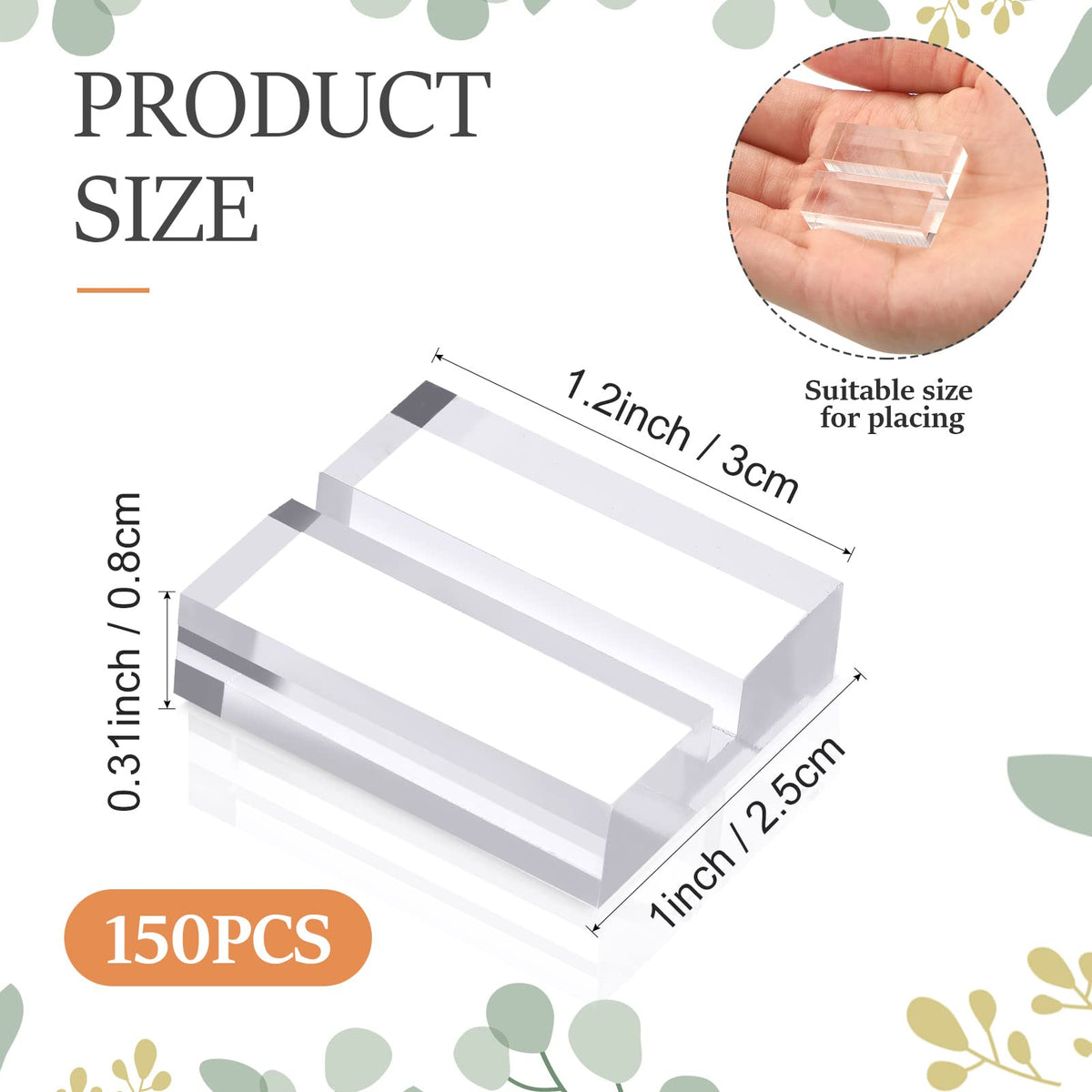 Roowest Acrylic Place Card Holder, 1.2 Inch, Clear, 150 Pack