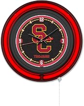 Holland Bar Stool Clk15BKSouCal NCAA 15 in. Dia. University of Southern California Double Neon Wall Clock Black