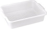 Winco 5" White Perforated Bus Box Dish Tub for Restaurants | Heavy-duty