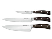 Ikon 3-Piece Knife Set by Wüsthof – 3-Piece, High Carbon Stainless Steel, Black, Pack of 3, Model 1070560302