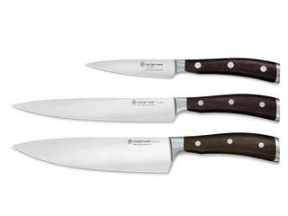 Ikon 3-Piece Knife Set by Wüsthof – 3-Piece, High Carbon Stainless Steel, Black, Pack of 3, Model 1070560302