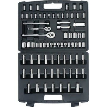 75-Piece Mechanics Tool Set by STANLEY – One Size, Steel with chrome plating, Black, Model 96-010