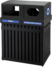 Commercial Zone 72720199 ArchTec Parkview Black Double Trash / Recycling Receptacle - 50 Gallon