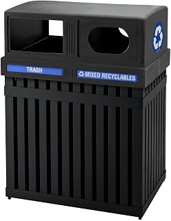 Commercial Zone 72720199 ArchTec Parkview Black Double Trash / Recycling Receptacle - 50 Gallon