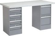 Global Industrial 72" W x 30" D Workbench, 1-1/4" Laminate Square Edge, 2 Drawer/4 Drawer