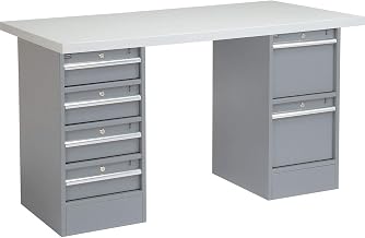 Global Industrial 72" W x 30" D Workbench, 1-1/4" Laminate Square Edge, 2 Drawer/4 Drawer