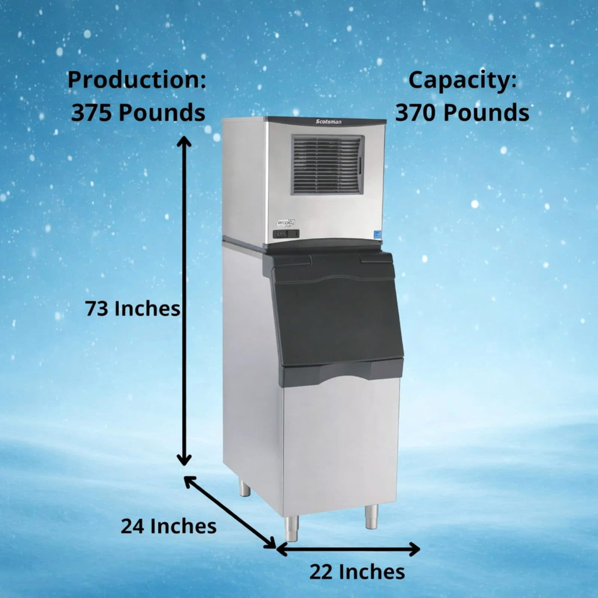 Scotsman 375 lb / Day - 370 lb Storage / 370.0 pounds / 1 Ice Machines