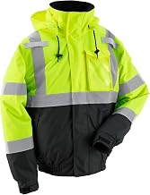 Global Industrial Hi-Vis Safety Bomber Jacket, 2" Reflective Strips, 4 Pockets, Lime, Size M