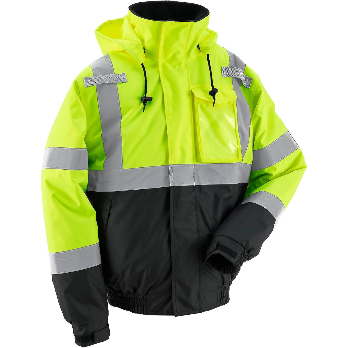 Hi-Vis Safety Bomber Jacket by Global Industrial – Polyester Quilted Lining, Lime Green, Model 641644LS