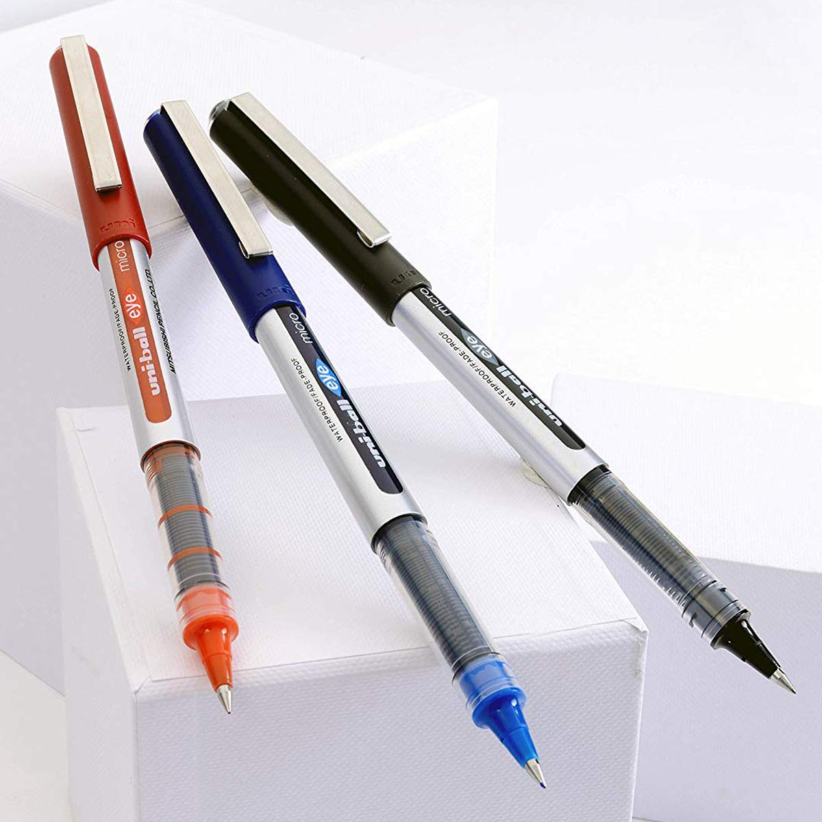 Eye Micro UB-150 Fine Rollerball Pen - Blue by Uni-Ball – 3pack, Stainless Steel, Blue, Pack of 3, Model 153486287