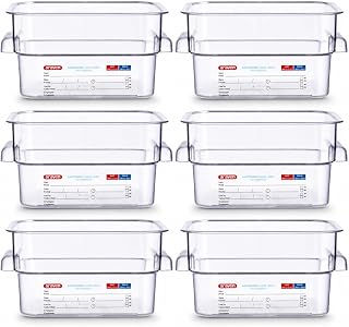 Araven Polycarbonate Square Food Container, 2 qt, In-Mold Label, 6 Ct