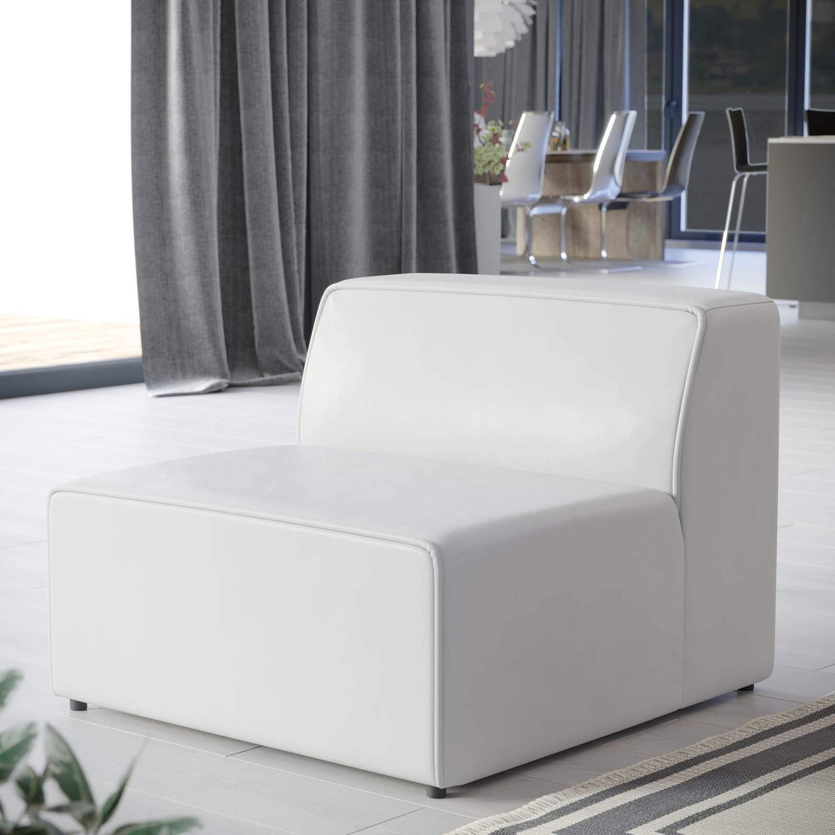 Modway White / Armless Chair / Contemporary Sofas & Couches