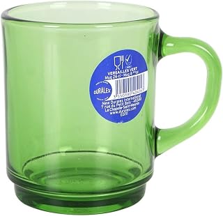 Duralex Versailles 8.75 oz Mugs for Hot or Cold Beverages, Set of 6, Green