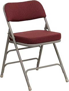 Flash Furniture Hercules Metal Folding Chair, Burgundy | Triple Braced, Double-Hinged, Fabric Upholstery