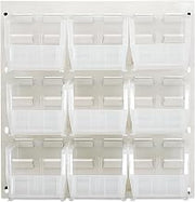 Quantum Storage QLP-1819HC-230-9CL Oyster White Louvered Panels Complete Package with Bins, 18" L x 19" H, Clear