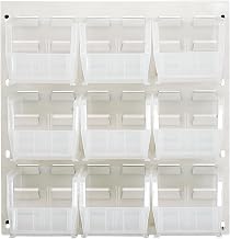 Quantum Storage QLP-1819HC-230-9CL Oyster White Louvered Panels Complete Package with Bins, 18" L x 19" H, Clear