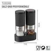 Spice Mill by GEFU – 7 x 3.6 x 9.2 cm, Plastic, Ceramic, High Grade Stainless steel, Black, Model GF34621