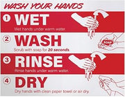 HUBERT Red and White Removable Vinyl Proper Hand Washing Decal - 11"W x 8 1/2"H