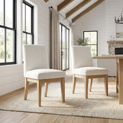 Solid Wood Upholstered Parsons Dining Chairs Set of by Starlight Canyon Home – Acacia, Brown, Pack of 2
