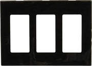 Leviton 80311-SE 3-Gang Decora Plus Wallplate Screwless Snap-On Mount, Black, 10-Pack