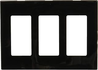 Leviton 80311-SE 3-Gang Decora Plus Wallplate Screwless Snap-On Mount, Black, 10-Pack