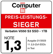2TB Vi550 2.5" Internal Solid State Drive SSD SATA III Interface with 3D NAND Technology by Verbatim – 2TB, 2 TB, 3D Nand, Black, Model 49354