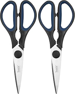 Tovolo Elements Heavy Duty Kitchen Shears with Sheath for Food Prep Trimming Meat and Vegetables, Small, Charcoal, Blueberry (Pack of 2)