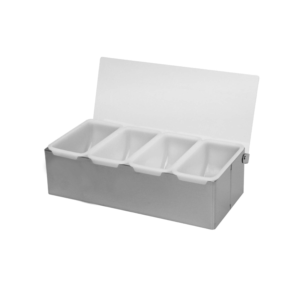 Thunder Group - 4 Compartment Stainless Steel Condiment Dispenser by Excellante – 9-1/2 by 12 by 6-Inch, Stainless Steel, Silver, Model SLCN004