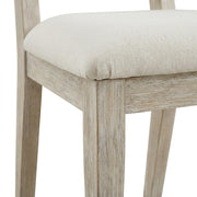 Wood Farmhouse Dining Side Chairs with Cushioned Seat by Furnifact – Wood, White, Pack of 2
