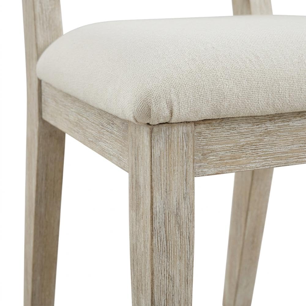 Wood Farmhouse Dining Side Chairs with Cushioned Seat by Furnifact – Wood, White, Pack of 2