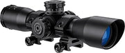 Barska Compact Rifle Scope with Red/Green Illuminated Mil-Dot Reticle – Side Rheostat, Sunshade, Flip-Up Caps, External Turrets, Waterproof/Fogproof