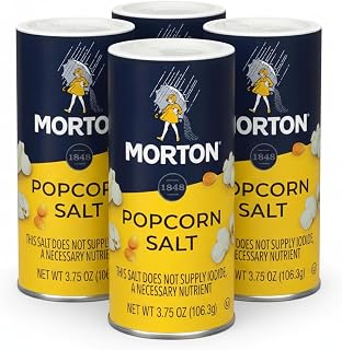 Morton Popcorn Salt, (3.75 oz), 4-Pack, for Popcorn, Snacks & Seasoning