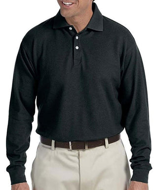 Men's Long Sleeve Performance Plus Piqu Polo (Medium by Chestnut Hill – Cotton, Black, Model CH110-BLK-MD