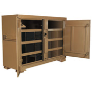 Jobsite Bin Storage Cabinet by KNAACK – 24"L x 72"W x 51"H, Alloy Steel, Tan