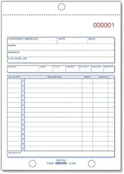 Rediform Sales Order Book, Manifold Cover, Carbonless Triplicate Forms, 5.5" x 8", 50 Numbered Sets (5L350)