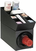 NLO-STK-1BT Countertop Multi-Purpose Stackable Lid, Straw and Condiment Organizer, Black Polystyrene