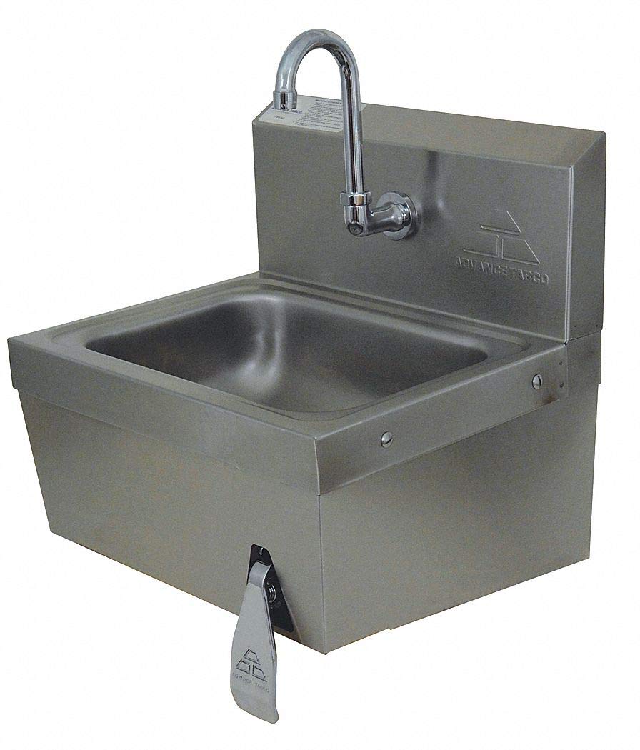17.25" x 15.25" Single Hands Free Hand Sink with Faucet by Advance Tabco – Stainless Steel, Silver, Model 7-PS-62
