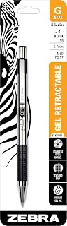 Zebra Pen STEEL G-301 Retractable Gel Pen, Black Ink, 0.7mm, 1-Pack