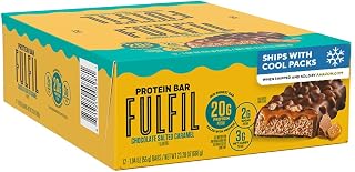 FULFIL Protein Bars, Chocolate Salted Caramel Flavored, Gluten Free with 20g Protein, Pantry Staples, 12 Count