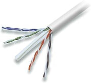 C2G Belkin Cat6 Solid Bulk Ethernet Cable, 1000ft Spool, 4-Pair 23AWG | bulk network cable, white cable spool, structured cabling, in-wall rated, solid conductor, install cable