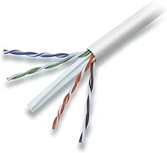C2G Belkin Cat6 Solid Bulk Ethernet Cable, 1000ft Spool, 4-Pair 23AWG | bulk network cable, white cable spool, structured cabling, in-wall rated, solid conductor, install cable