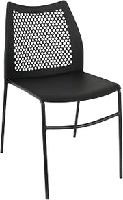 Flash Furniture Hercules Metal Stack Chair with Air-Vent Back, Black | Sled Base, Powder Coated